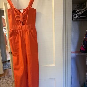 Orange One Piece Jumpsuit with Pockets